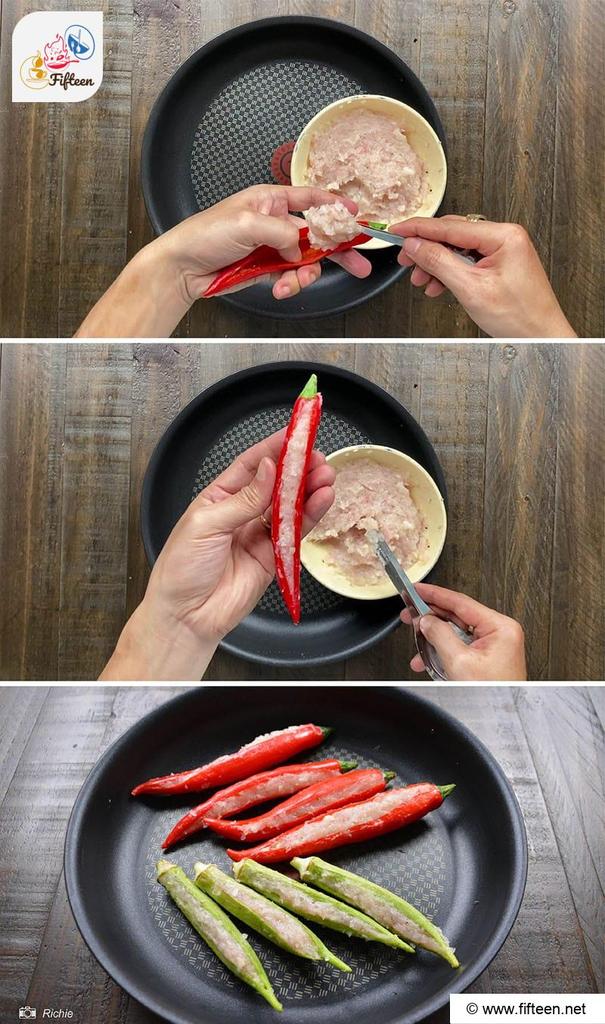 Scoop The Fish Paste Into The Peppers