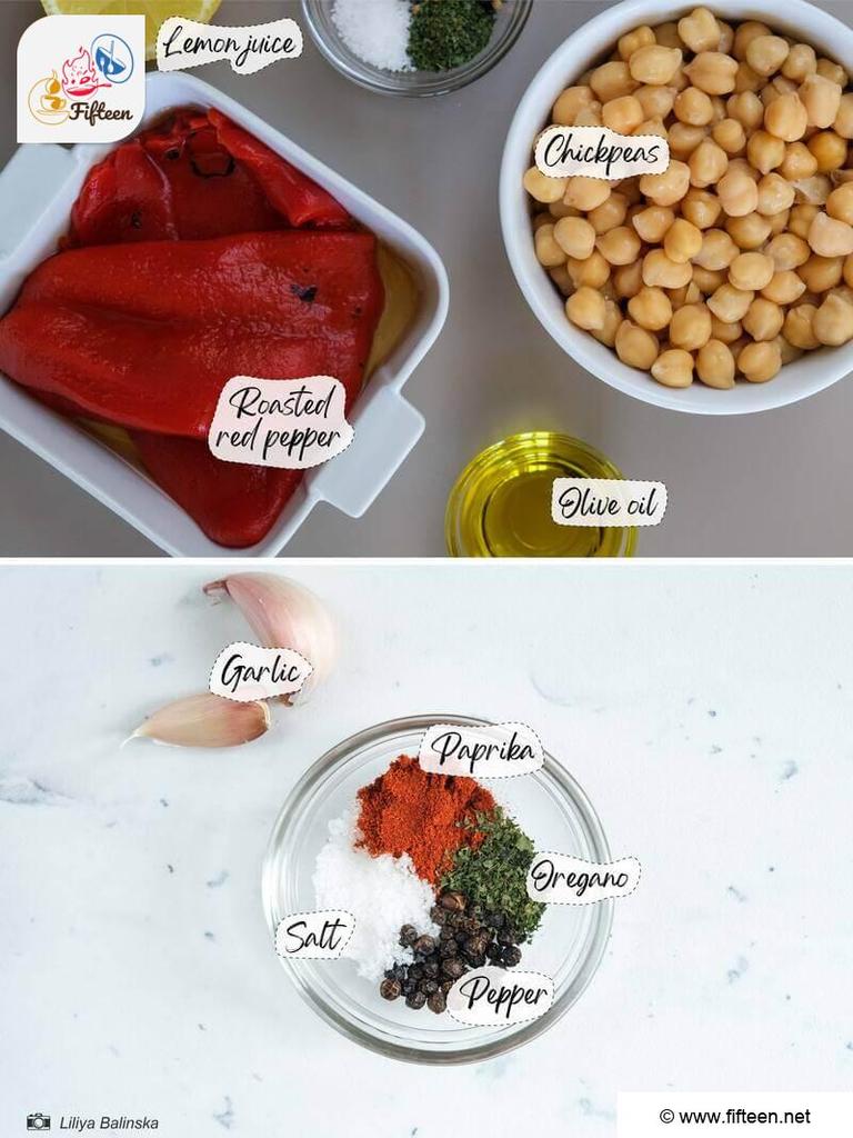 Roasted Red Pepper Hummus Ingredients